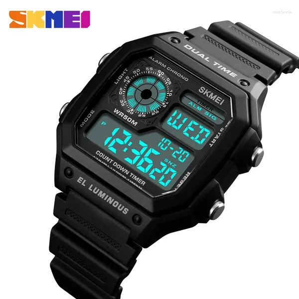 Orologi da polso SKMEI all'ingrosso 7 pz/lotto orologio sportivo da uomo quadrato dual time LED orologi digitali orologi maschili Relojes Deportivos 7 pz/lotto