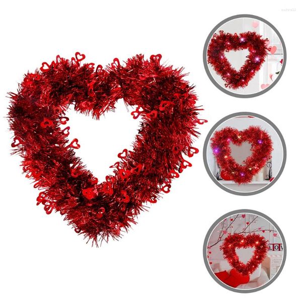 Dekorative Blumen Feiertag Girlanden Hochzeitsdekor Herz Hanging Ornament Weihnachten Herzen Kranz Valentinstag Plastikwand Wand