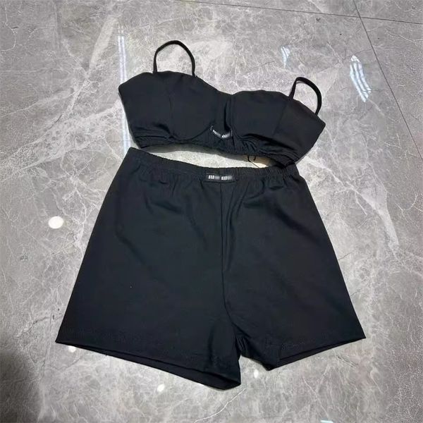 Marca de designer fatos de treino feminino biquíni nova sexy halter tanque shorts elegante simples terno roupas de grife feminino
