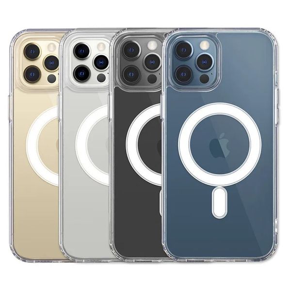 Acrílico Magsafe Clear Phone Case para iPhone 15 14 13 12 11 Pro Max TPU Transparente Capa à prova de choque com pacote de varejo
