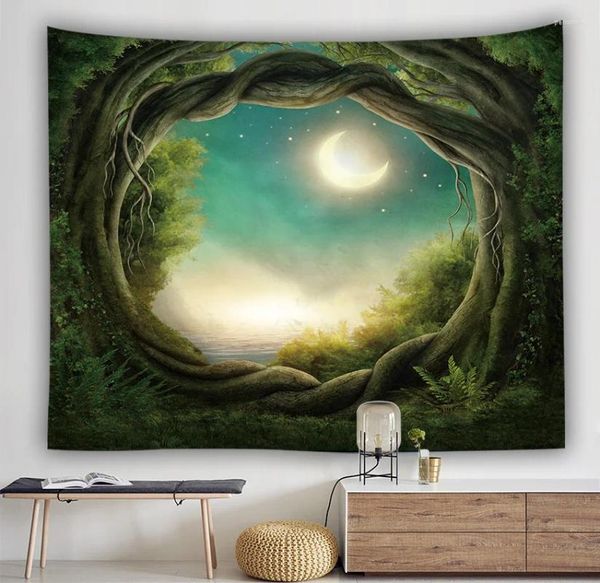 Wandteppiche, wunderschöner Makramee-Wandbehang, Heimdekoration, Wald, Sternendekor, Vorhänge, Schlafzimmer, Decke, Tischdecke, Yoga-Matte