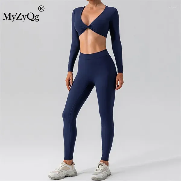 Pantaloni a due pezzi da donna MyZyQg T-shirt a maniche lunghe da donna ad asciugatura rapida Set da due pezzi per yoga Vestito sexy con pantaloni sportivi da corsa attillati per bellezza