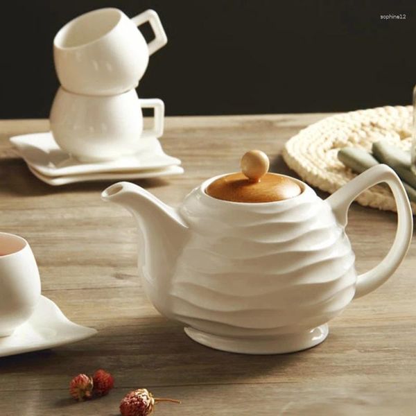 Set da tè Accessori per mobili Set regalo per tazza da tè e caffè europeo Pomeriggio semplice in ceramica di fascia alta bianco puro