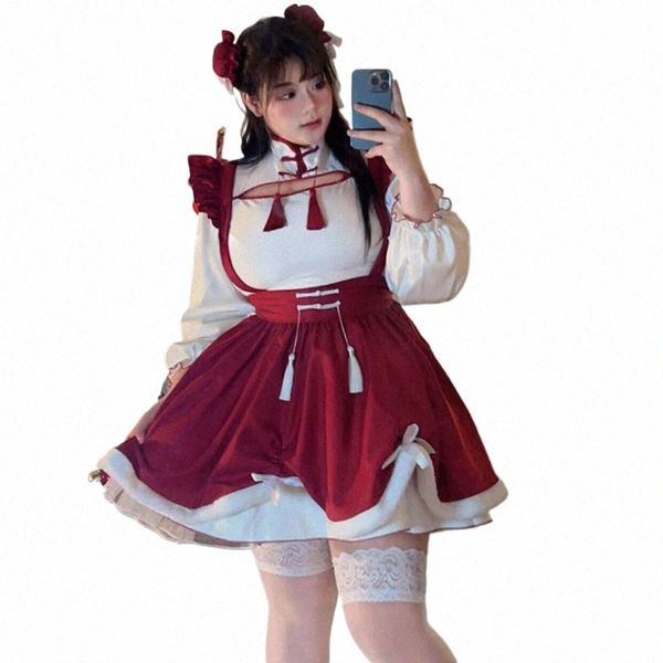 Anime empregada lolita trajes menina macia amor ao vivo cosplay chinês chegsam dr escola menina festa kawaii roupas empregadas domésticas outfit 5xl y3a1 #