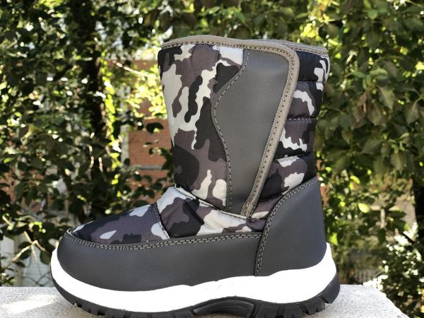 Botas meninos meninas neve antiderrapante bebê crianças sapatos de inverno moda com lã para -20 graus tamanho 31-35