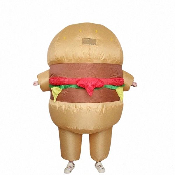 Unissex Food Hamburger Iatable Costume Suit Adulto Homens Mulheres Engraçado Purim Halen Party Fancy Dr Hamburger Iated Gnt k1Sx #
