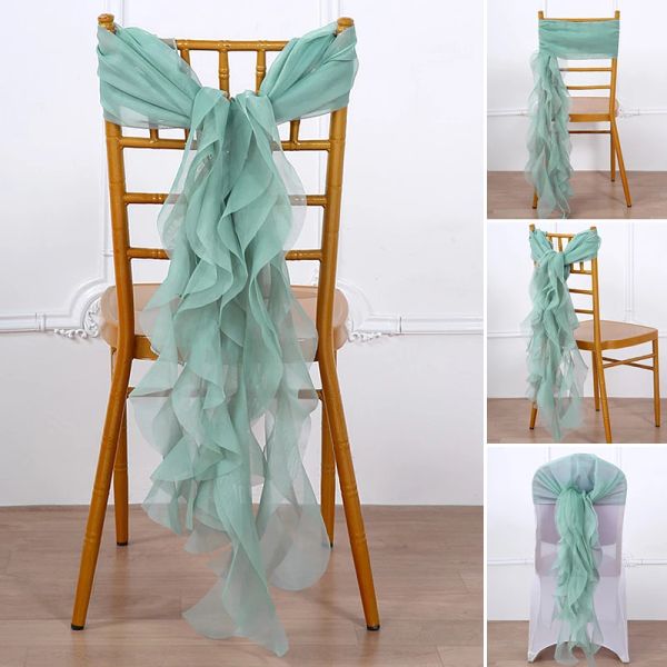 Schärpen 2 teile/los Chiffon Stuhl Kappe Sheer Chiavari Stuhl Abdeckung Weide Stuhl Schärpe Rüschen Stuhl Haube Stuhl Abdeckung für Outdoor hochzeit Dekor