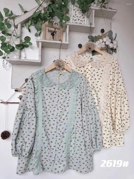 Женские блузки 2024, весна-лето, хлопковая рубашка с цветочным принтом, топ с цветочным принтом и крючком