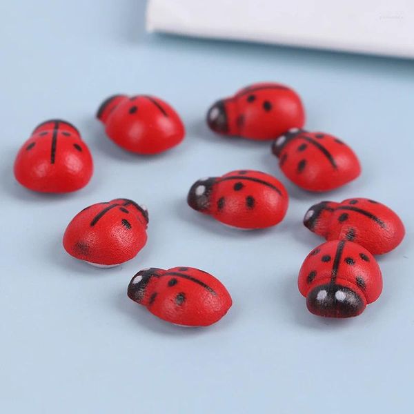 Decorazione per feste 100 pezzi Adesivo coccinella in legno Adesivo dipinto per bambini sul retro Fai da te per la casa