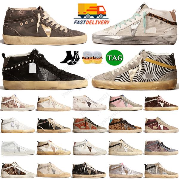 2024 Designer Sneakers Luxurys Mocassini Scarpe casual Pelle dorata Italia Mocassini sporchi Do-old Scarpe di marca Donna Uomo Glitter Stars Scarpe da ginnastica Piattaforma Pelle scamosciata