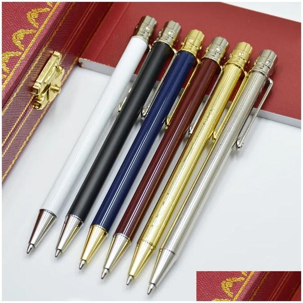 Canetas esferográficas atacado de alta qualidade Santos Series Ct Metal Pen Mini Edição Pequena Edição Escritório Escola Papelaria Escrita Suave Bola Dhmpe