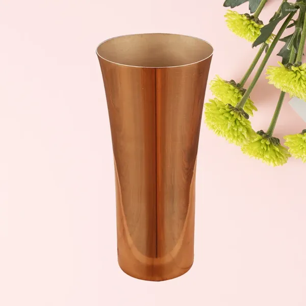 Vasos 304 Vaso de aço inoxidável revestido suporte de flores com espelho superfície polida e desenho de fio dentro (ouro rosa)