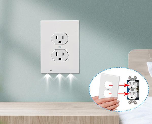 Fiş kapağı LED Gece Işık Pir Hareket Sensörü Güvenlik Işıkları Angel Duvar Çıkışı Koridor Yatak Odası Banyo Lambası4640874