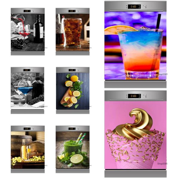 Наклейки Мороженое Кухня Декоративная наклейка для дверцы посудомоечной машины Водонепроницаемые обои Наклейка на холодильник ПВХ Виноградное вино Декор