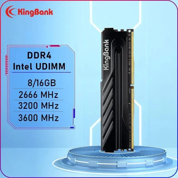 KingBank Intel dissipador de calor Ram DDR4 8GB 16GB 2666MHz 3200MHz 3600MHz XMP Desktop Memory Support Placa-mãe com 240314