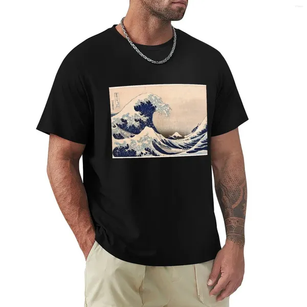 Polos masculinos clássico japonês grande onda fora kanagawa por hokusai tapeçaria de parede versão tradicional hd camiseta de alta qualidade