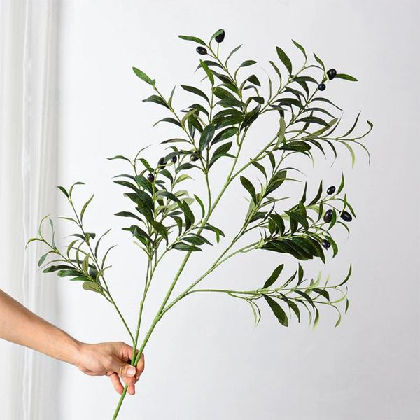 Dekorative Blumen, 100 cm, 18 Gabeln, künstlicher Olivenzweig, gefälschte Pflanzen, Vase, Arrangement, Dekoration, Innenbereich, Zuhause, Hochzeit, Dekoration, Po-Requisiten