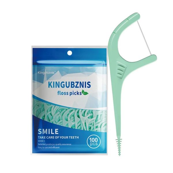 2024 100pcs blu Dental Floss Pick Dente Deterbello Sticchi di cura dell'igiene orale Denti Interdental Pulizia Interdentale Strumento Stuzziclo Studente