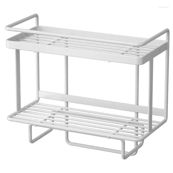 Ganchos 1 Pc Double-Laye Acessórios de Banheiro Prateleira Acima do Tanque de Vaso Sanitário Ferro Forjado Punch-Free Multi-funcional Rack de Armazenamento