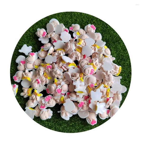 Dekorative Blumen Kawaii Cartoon Harz Handgeste Cabochons mit flacher Rückseite Scrapbooking DIY Schmuckherstellung Handyhülle Zubehör Rosa Gelb
