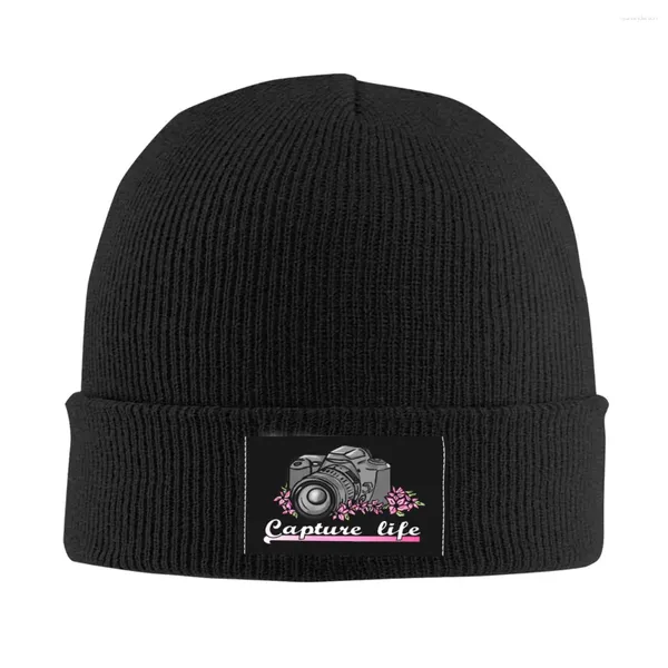 Береты Capture Life Pographer Camera Skullies Шапки Шапки Уличная одежда Зимние теплые вязаные шапки Унисекс Капот для взрослых