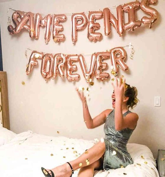 16 pz Stesso Pene Per Sempre Lettere 16039039 Oro Rosa Argento Blu Rosa Palloncini Foil Per Addio Al Nubilato Addio Al Nubilato Ragazze Notte Ou6439955