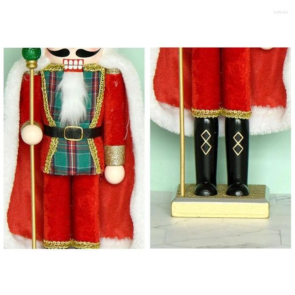 Decorazioni per feste Schiaccianoci in legno Ornamenti Decorazioni natalizie Figurine Burattini Decorazioni per la tavola per la casa Re in piedi da 15 pollici