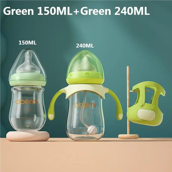 Oberni Baby-Glasflasche, 150 ml, 240 ml, Borosilikatmaterial, Säuglingsmilch, Trinkflasche, Set 240314