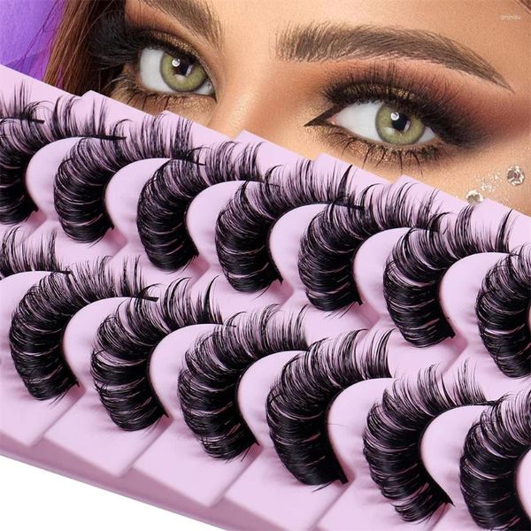 Cílios Postiços 10Pairs Russian Strip Lashes DD Curl Fluffy Wispy Faux Mink Pack