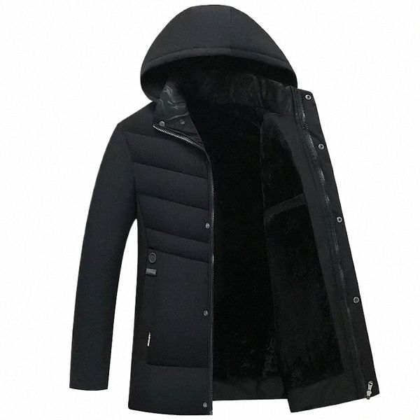 Casaco de lazer de inverno masculino novo fi velo com capuz grosso inverno para baixo jaqueta à prova de vento parka quente presente de férias para o homem u4ep #