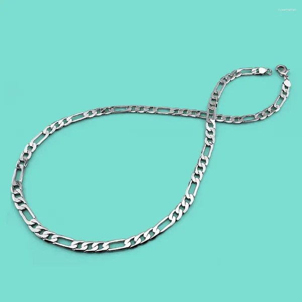 Pingentes moda clássico minimalista figaro corrente colar masculino 925 prata esterlina 6mm para mulheres presente de jóias de férias