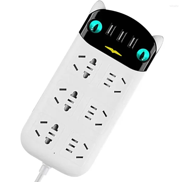 Ganchos tomada de carregamento multifuncional, plugue plano, tira de alimentação, 6 slots, 2500w, linha com portas usb, extensor de tomada elétrica