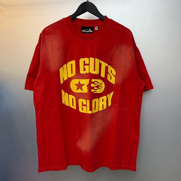 24SS USA Star Washed Men Guts Glory Tee Letter Vintage Stampa Thirt High Street Skateboard Tshirt 0328