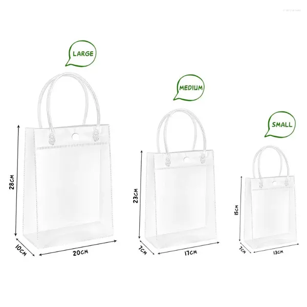 Sacos de armazenamento Transparente PVC Bolsa Embalagem de presente de Natal com alças Compras Viagem Clear Tote Jelly Bag Ombro Maquiagem