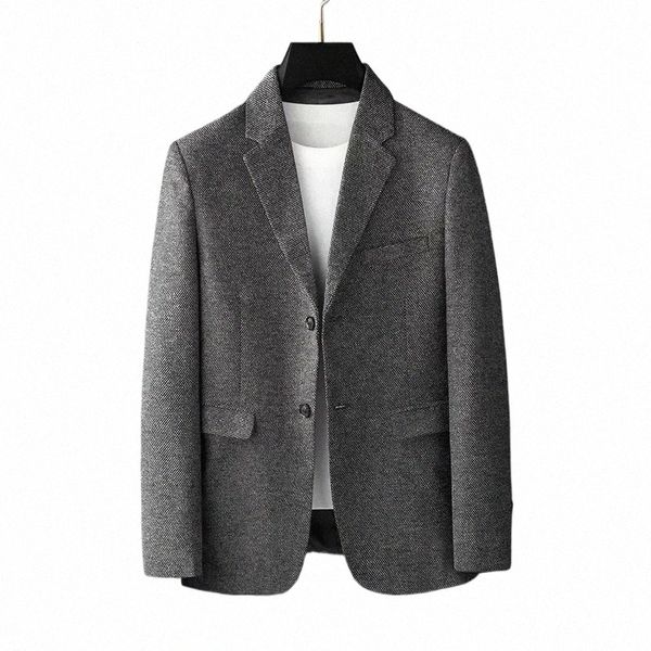 Frühling und Herbst Neue Männer Blazer Fi Trend Plaid Busin Freizeitjacke Grau Braun Mantel Bräutigam Hochzeit Dr Party y8et #