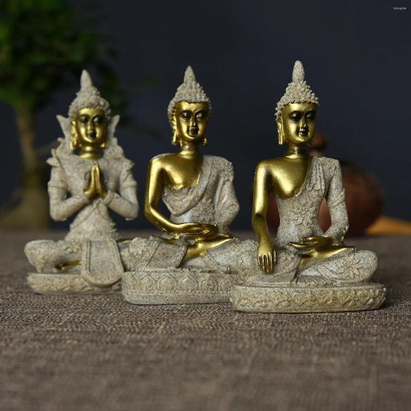 Dekorative Figuren, thailändische Buddha-Figur, sitzende Statuen, Sammlerstatue, Ornament für den Schreibtisch, Zuhause, Büro, Regal, Schlafzimmer, Schrank