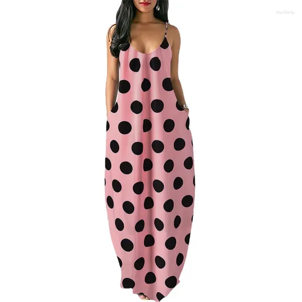 Vestidos casuais vestido reto sem mangas mulheres boêmio suporte fácil cuidado verão acrílico polka dot havaiano longo y2k roupas