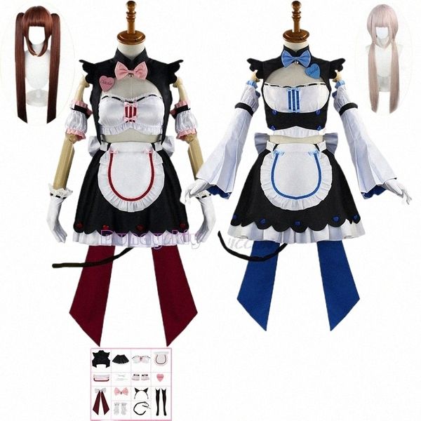 Anime Nekopara Cioccolato Vaniglia Costume Cosplay Parrucca Cat Maid Lolita Dr Cute Girls Women Halen Carnival Outfits lolita S41N #