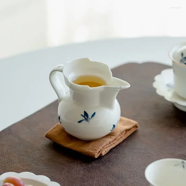 Copos pires 200ml puro pintado à mão borboleta orquídea jarro de chá criativo monge chapéu justiça copo dividir cerâmica conjunto justo chahai