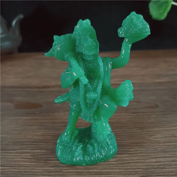 Esculturas de jade cor hanuman estátua estatueta ornamentos resina indiano macaco hindu deus buda estátuas escultura decoração para casa presente sorte