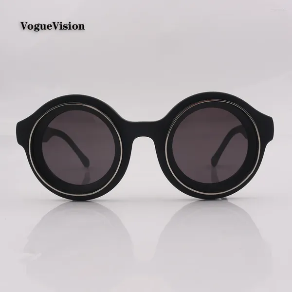 Sonnenbrille Matte Schwarz Acetat Rahmen Runde Mann Frauen Mode Retro Punk Für Unisex Outdoor UV Schutz Brillen