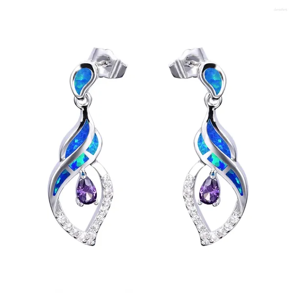 Orecchini pendenti Squisito orecchino pendente con opale blu con ametista per il regalo della signora