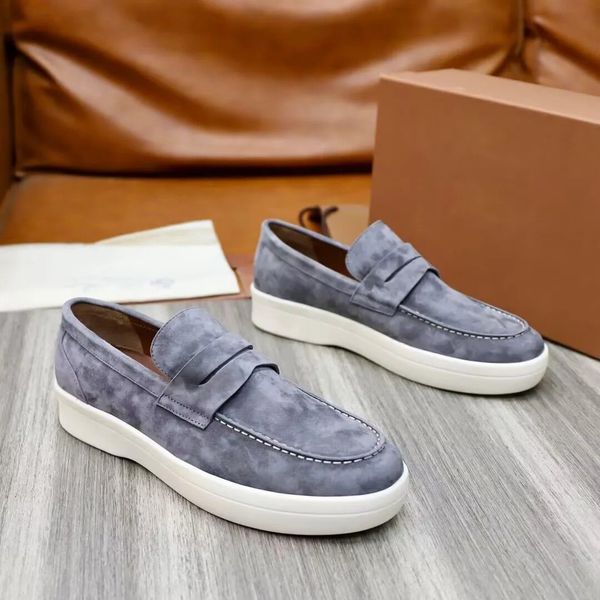 24S Charms Caminhada de Verão Sapatos Masculinos LP Travis Mocassins Flat Low Top Camurça Couro de Vaca Lore Mocassins Sola de Borracha Andando Esportes Casuais Piana Caixa de Sapato EU38-46