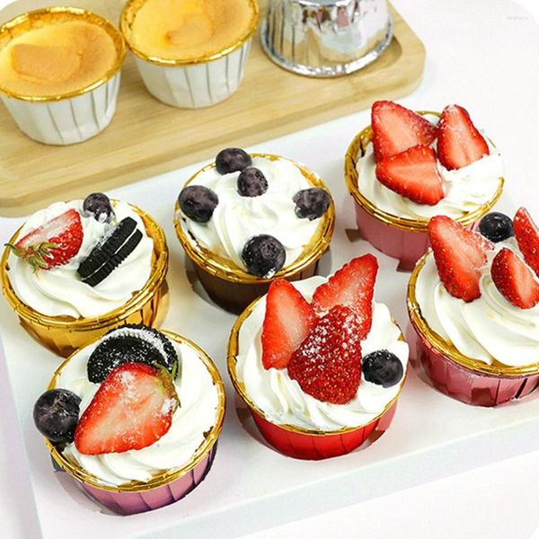 Backformen 50 Stück Cupcake-Liner Muffin Dessert Pudding Auflaufförmchenhalter Einweg-Auflaufförmchenbecher für