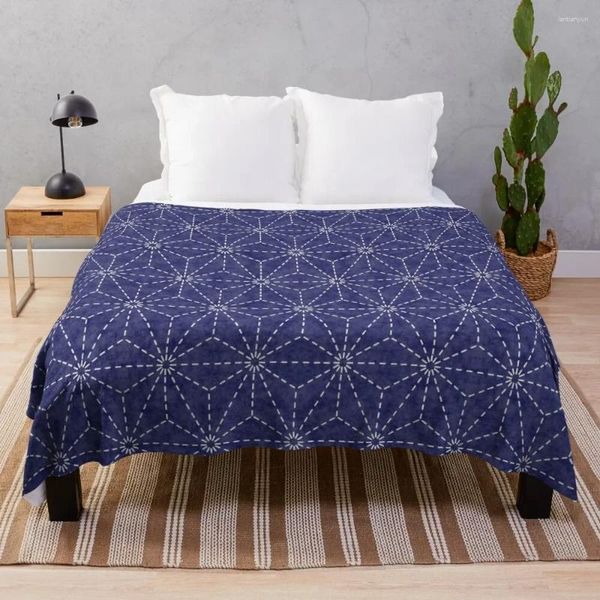 Cobertores Sashiko Estrela Flor Padrão Marinha Lance Cobertor Decoração de Natal para Sofá Verão Beddings Piquenique Beautifuls