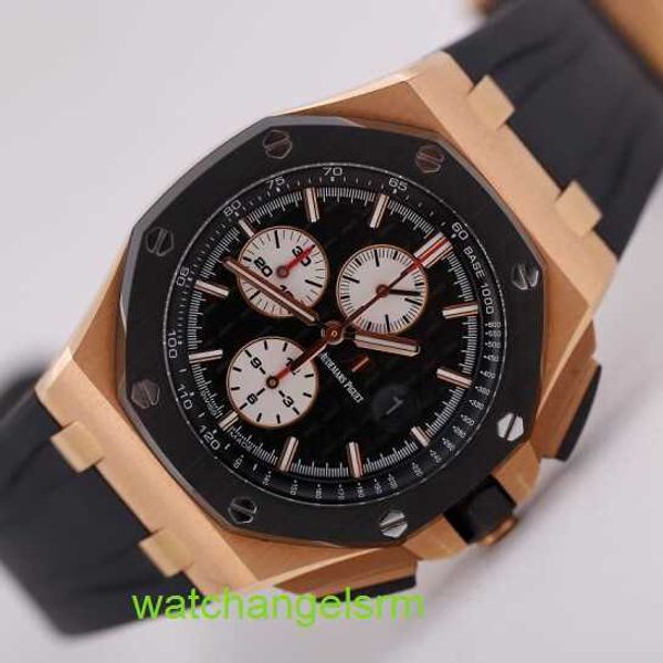 AP-Armbanduhrkollektion Royal Oak Offshore 26401RO Herren-Chronograph aus Roségold, Sport, schwarze Keramik, automatische Maschinen, Schweizer Weiß, Augendurchmesser 41 mm