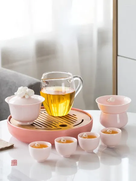 Set da tè Set da tè cinese di lusso Tazza da tè in ceramica Set da cerimonia moderno Regalo da viaggio Juego De Te Prodotti per la casa 60