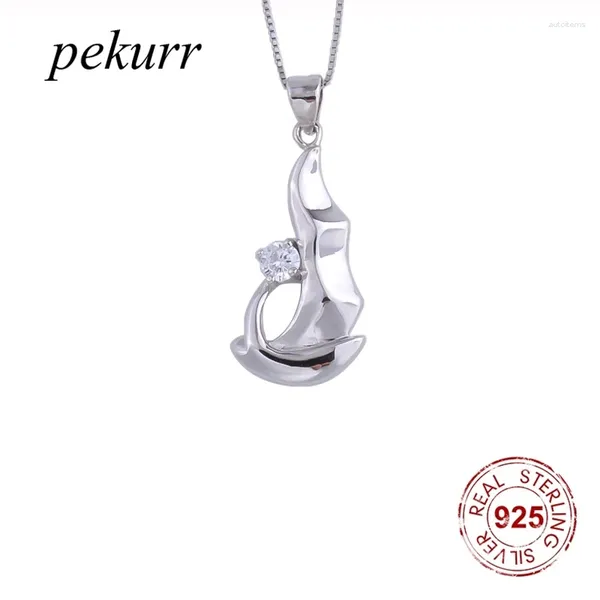 Ciondoli Pekurr 925 Sterling Silver Zircon Barche a vela Collane per le donne Classic Boat Party Girocollo Accessori per gioielli di moda