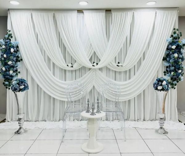 10FT x 20FT reinweißer Hochzeitshintergrund Gazevorhang Babyparty Partyhintergrund drapieren Hotelbankettaktivitäten Hintergrunddekoration