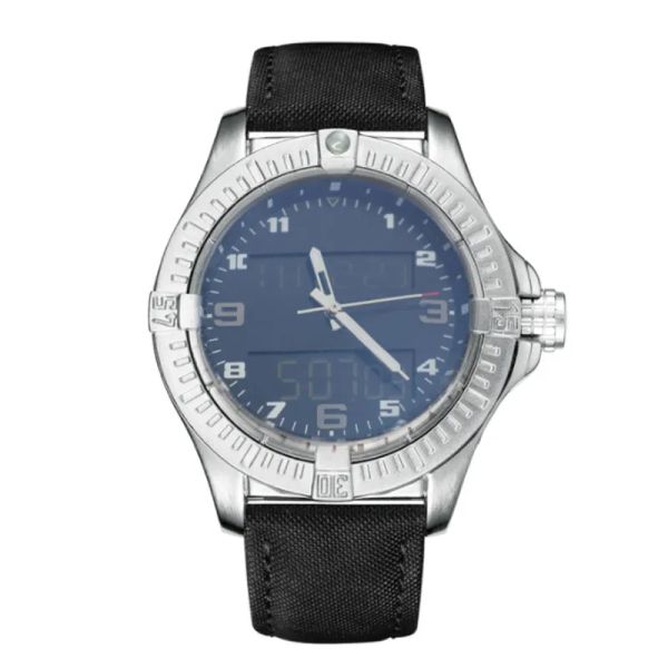 Novo 2024 Fashion Blue Dial Watches Mens Dual Hora Watch Ponteiro Eletrônico Display Montre de Luxe Relógios de Borracha Strap Male Clock286J